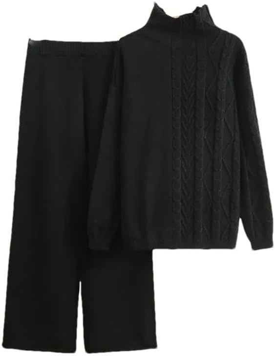 Monochromatic Comfort: Black Knit Set Monochromatic Comfort: Black Knit Set β Korean Winter Outfits