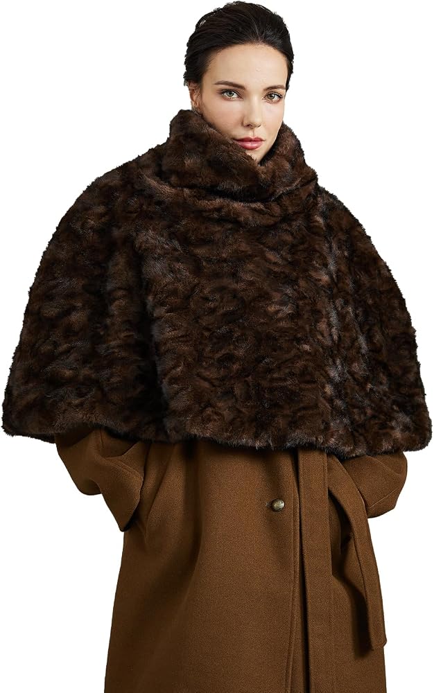 Elegant Evening Dark Brown Faux Fur Capelet: Casual Layering — Faux Fur Coat Outfits