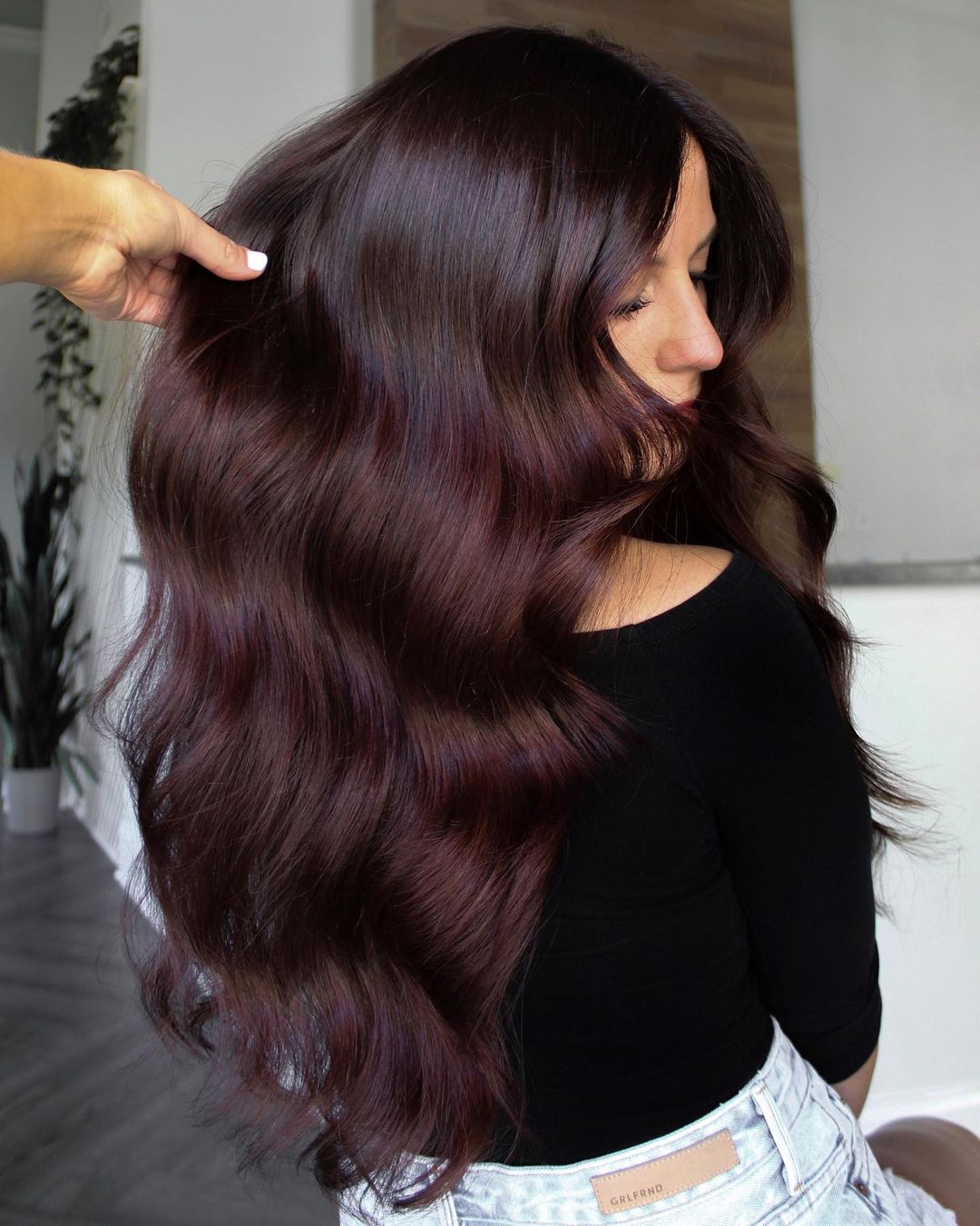 Rich Burgundy Mid-Back Waves — Burgundy Hair Color