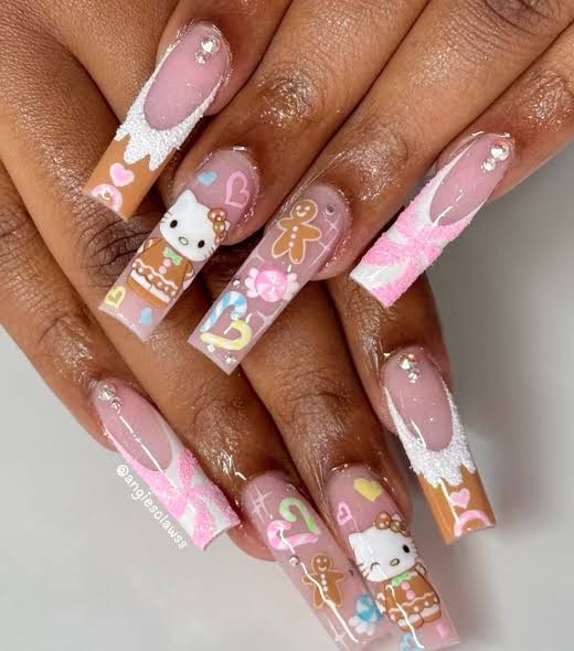 Extra Long Square Glitter Hello Kitty Extra Long Square Glitter Hello Kitty β Hello Kitty Christmas Nails 2026