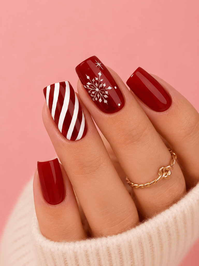Deep Red Holiday Classics — Short Christmas Nails 2026