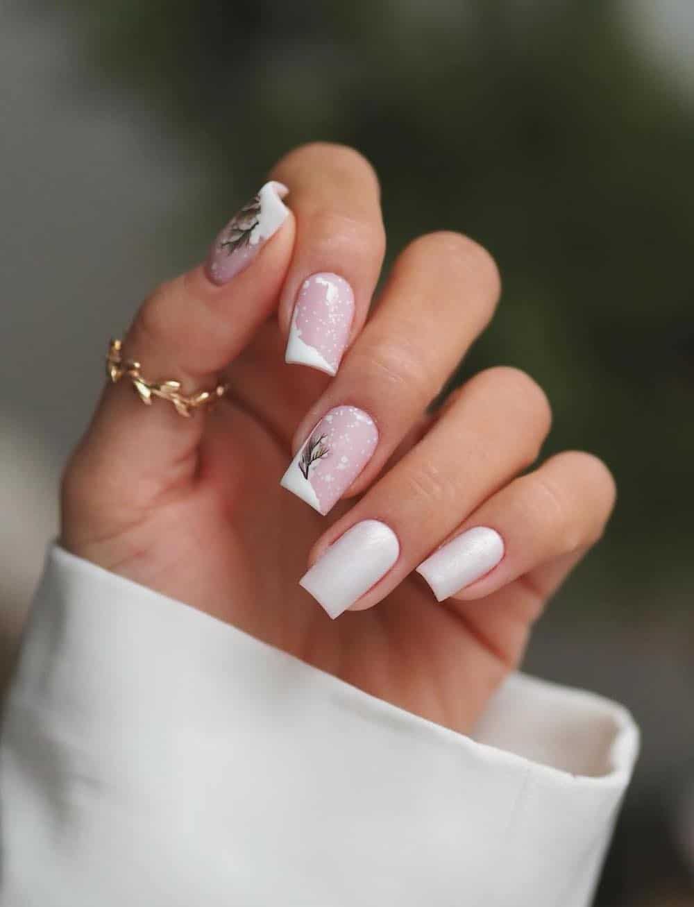 Matte Visual Idea — Medium Length Winter Nails