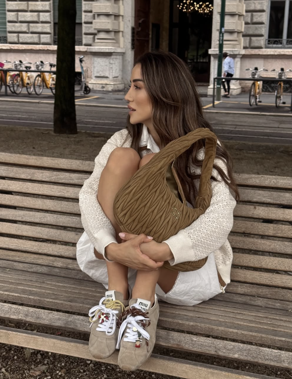 Cream Knit Cardigan Layered Over a White Dress — Cardigan Outfits