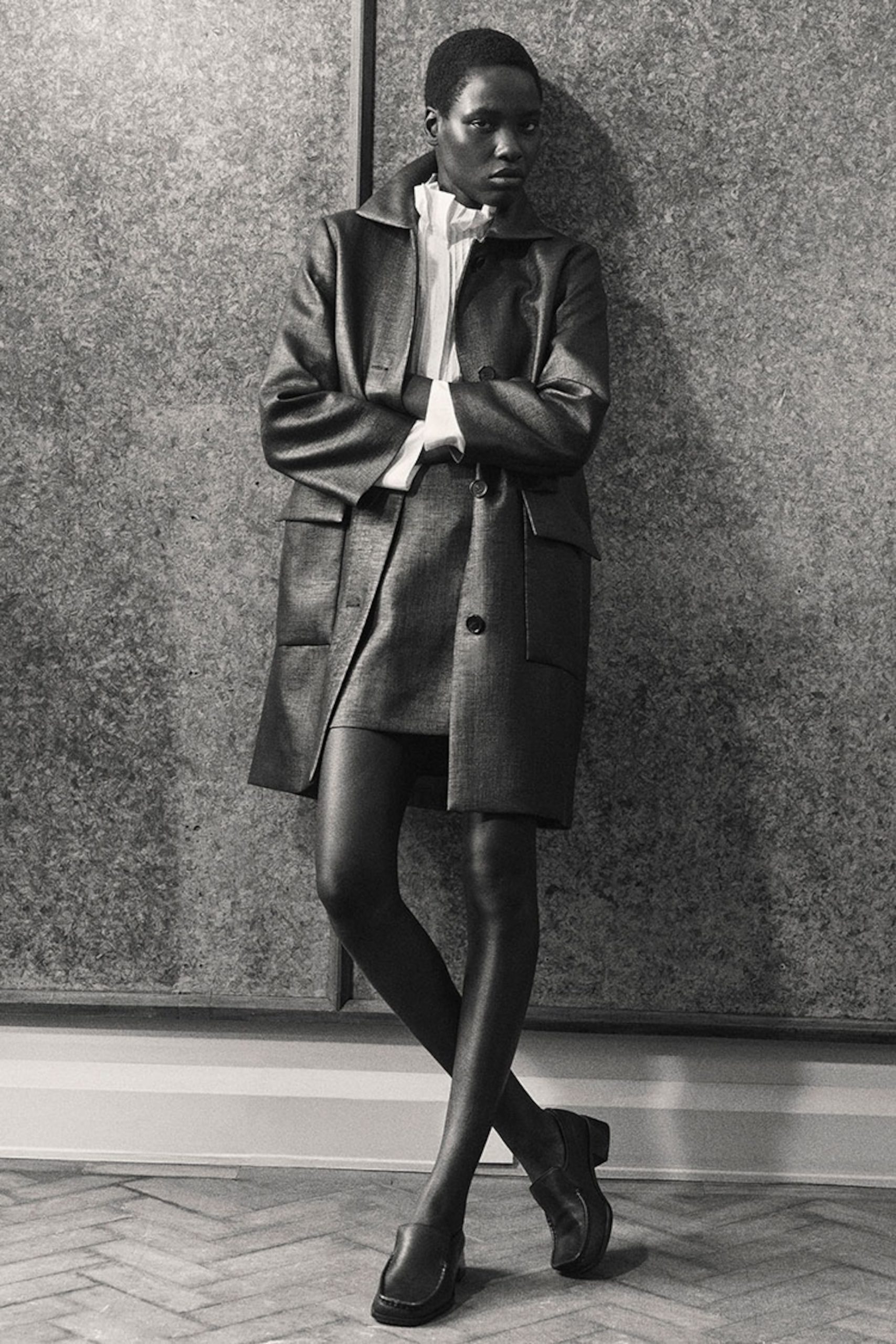 Monochromatic Grey Ensemble with Longline Coat and Mini Skirt Monochromatic Grey Ensemble with Longline Coat and Mini Skirt β Winter to Spring Transition Outfits