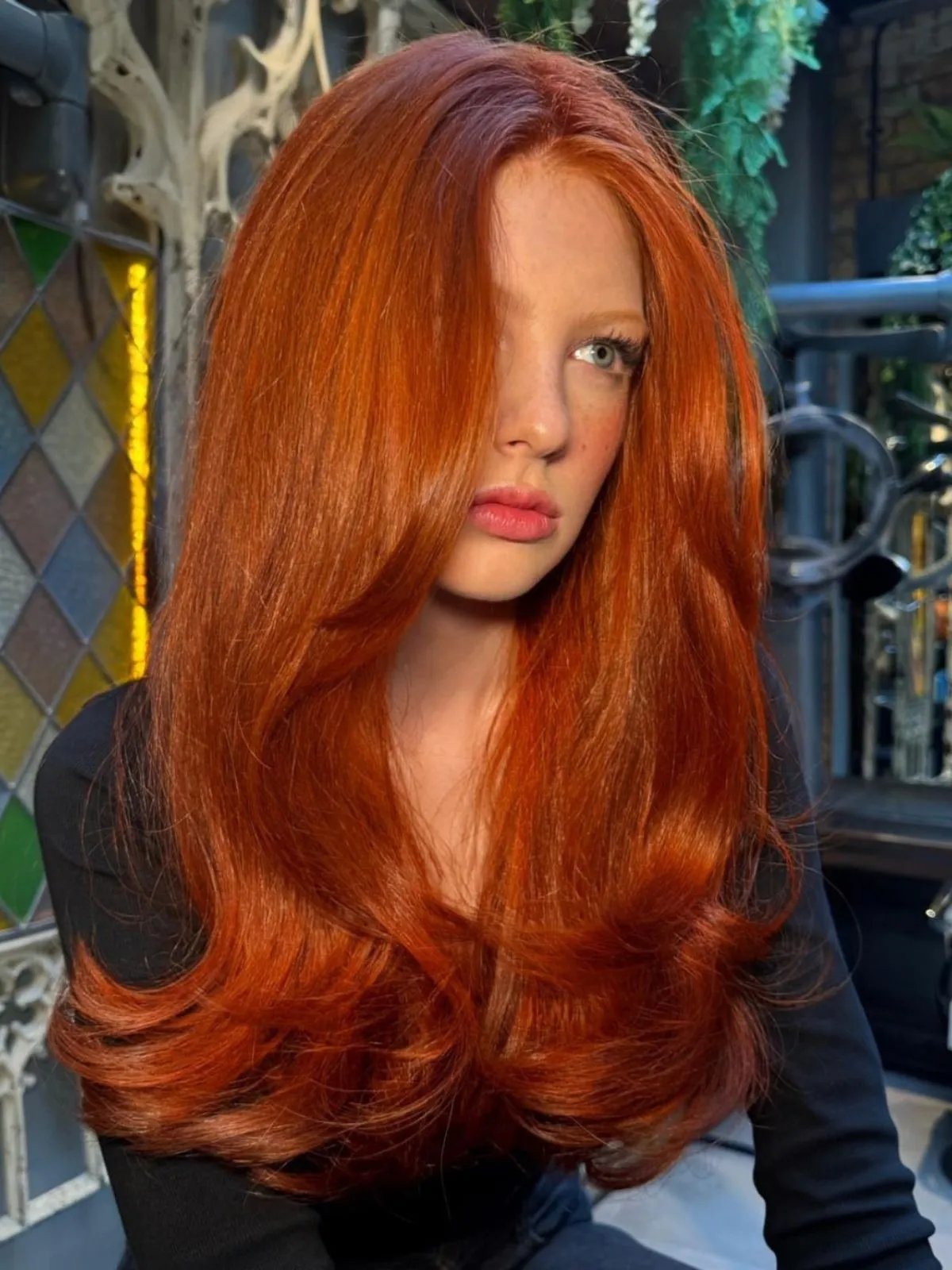 Striking Bright Red Voluminous Blowout Striking Bright Red Voluminous Blowout β Winter Red Hair Colors