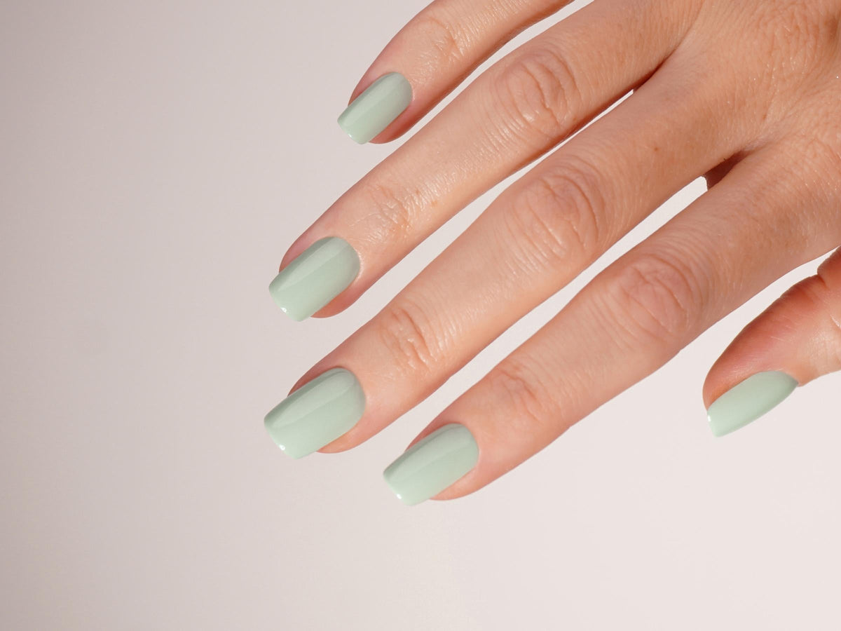 Light Mint Green Glossy Square Nails Light Mint Green Glossy Square Nails β Winter Green Nails