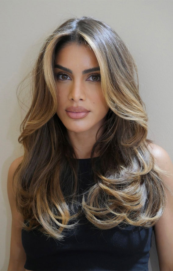 Dark Brown Curtain Bangs Voluminous Blowout Dark Brown Curtain Bangs Voluminous Blowout β Winter Layered Haircuts