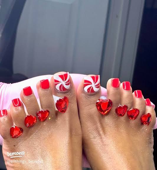 Heart Charm Peppermint Swirl Pedicure Heart Charm Peppermint Swirl Pedicure β Christmas Pedicure 2026