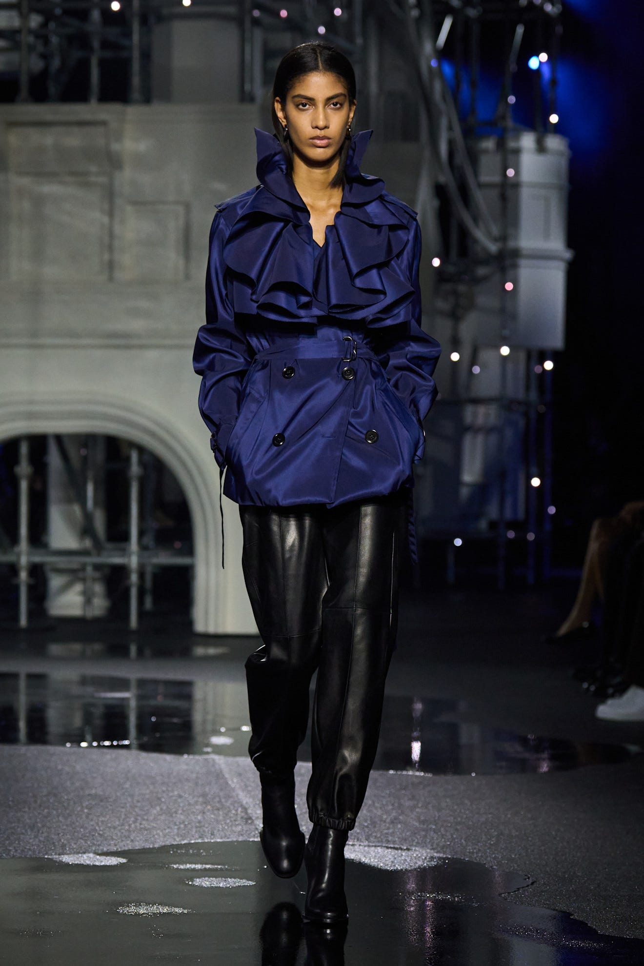 Royal Blue Satin Jacket: Dramatic Evening Edge — Europe Winter Outfits