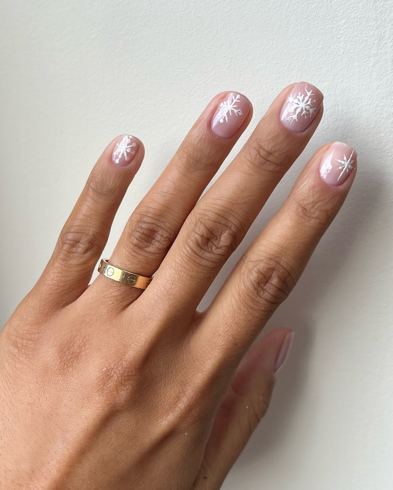 Rose Gold Glitter Snowflake French Tips Rose Gold Glitter Snowflake French Tips β Christmas Square Nails 2026