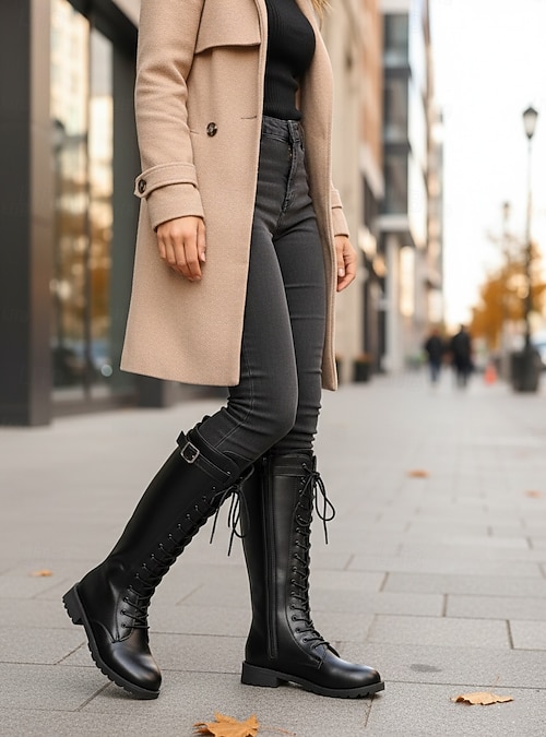 Streetwear Staple: Detailed Leather Boots — Combat Boots Outfits