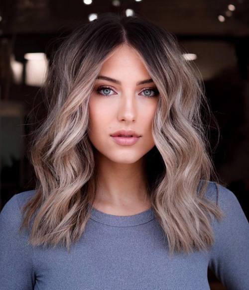 Layered Lob With Ash Blonde Balayage — Cute Winter Hairstyles