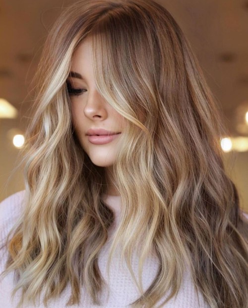 Warm Beige Blonde With Face Framing Pieces — Winter Hair Colors for Blondes