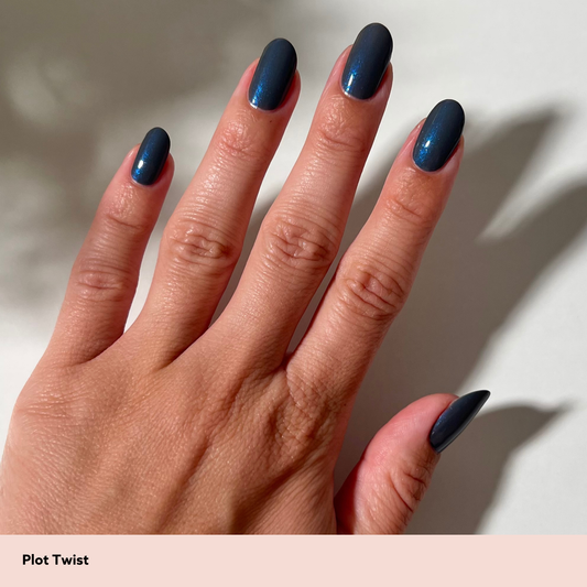Shimmer Dark Muted Blue Oval Nails Shimmer Dark Muted Blue Oval Nails β Winter Nail Colors