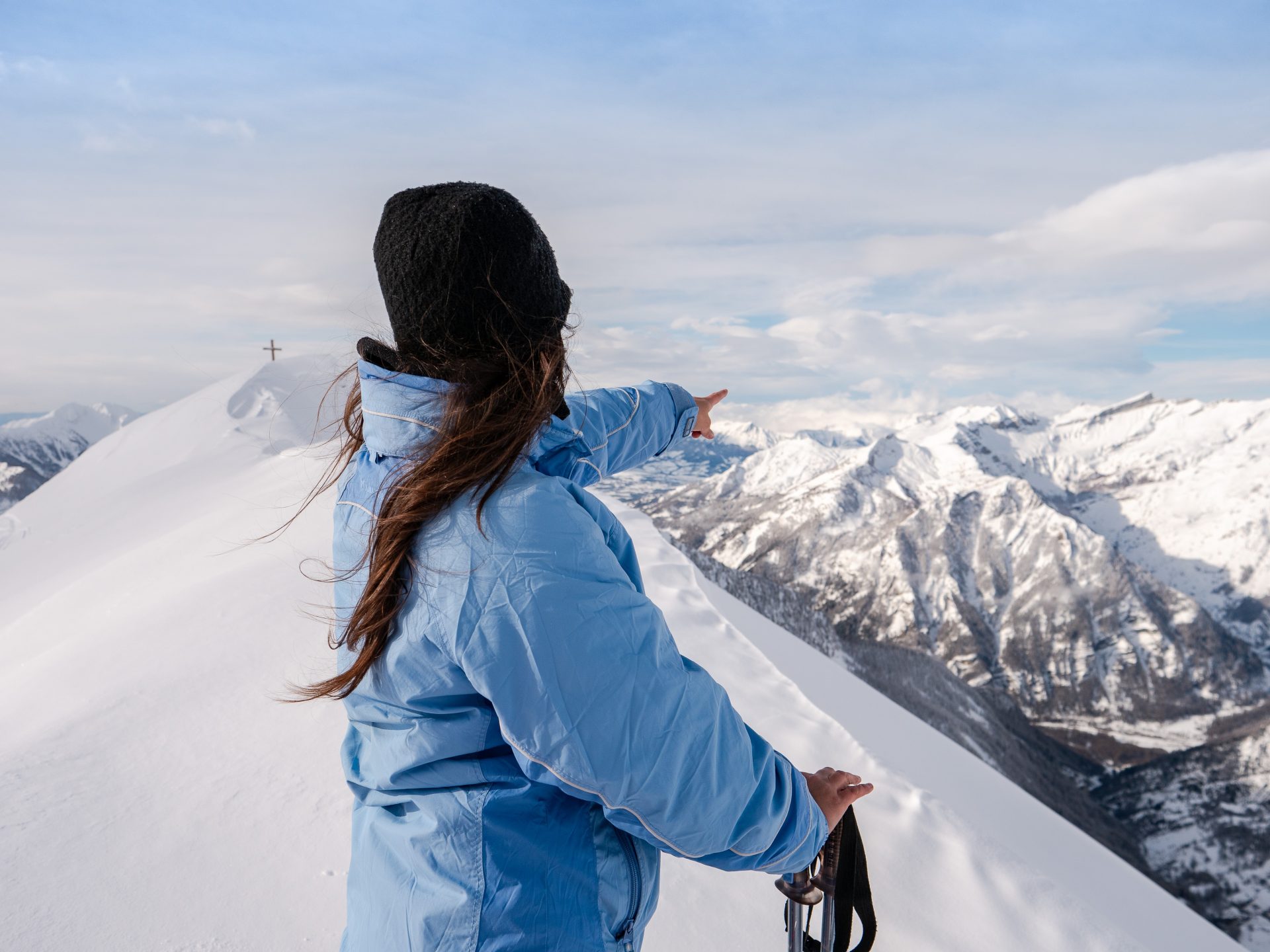 Casual Cool: Light Blue Puffer and Beanie — Snow Day Outfits
