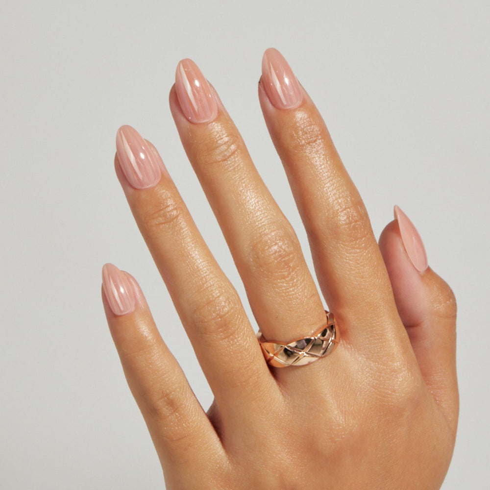 Lines On All Nails Visual Idea — Short Winter Almond Nails