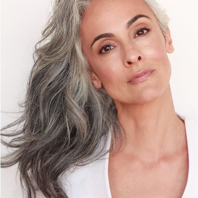 Embrace Natural Silver Grey Waves Embrace Natural Silver Grey Waves β Winter Hair Colors for Women Over 40
