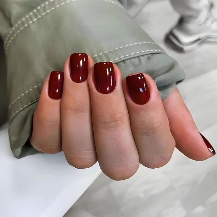 Short Square Glossy Burgundy Nails Short Square Glossy Burgundy Nails β Burgundy Christmas Nails 2026