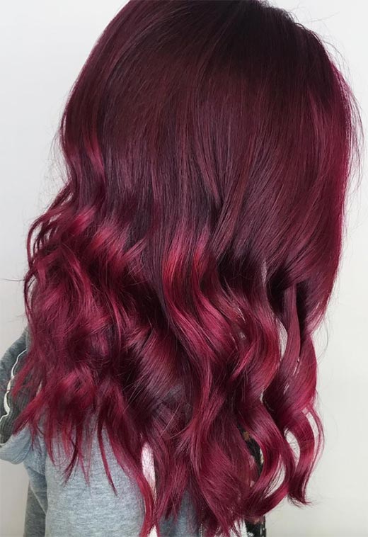 Burgundy With Lighter Red Ends — Burgundy Hair Color