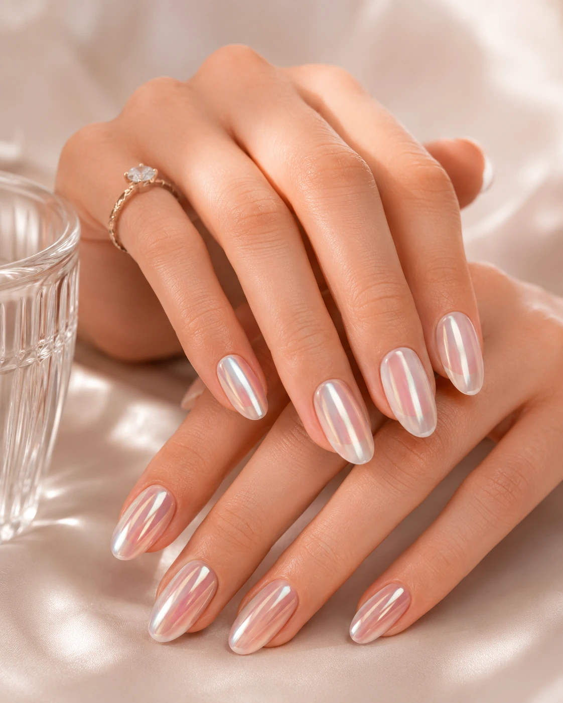 Pearlescent White Iridescent Chrome Nails Pearlescent White Iridescent Chrome Nails β Winter Chrome Nails