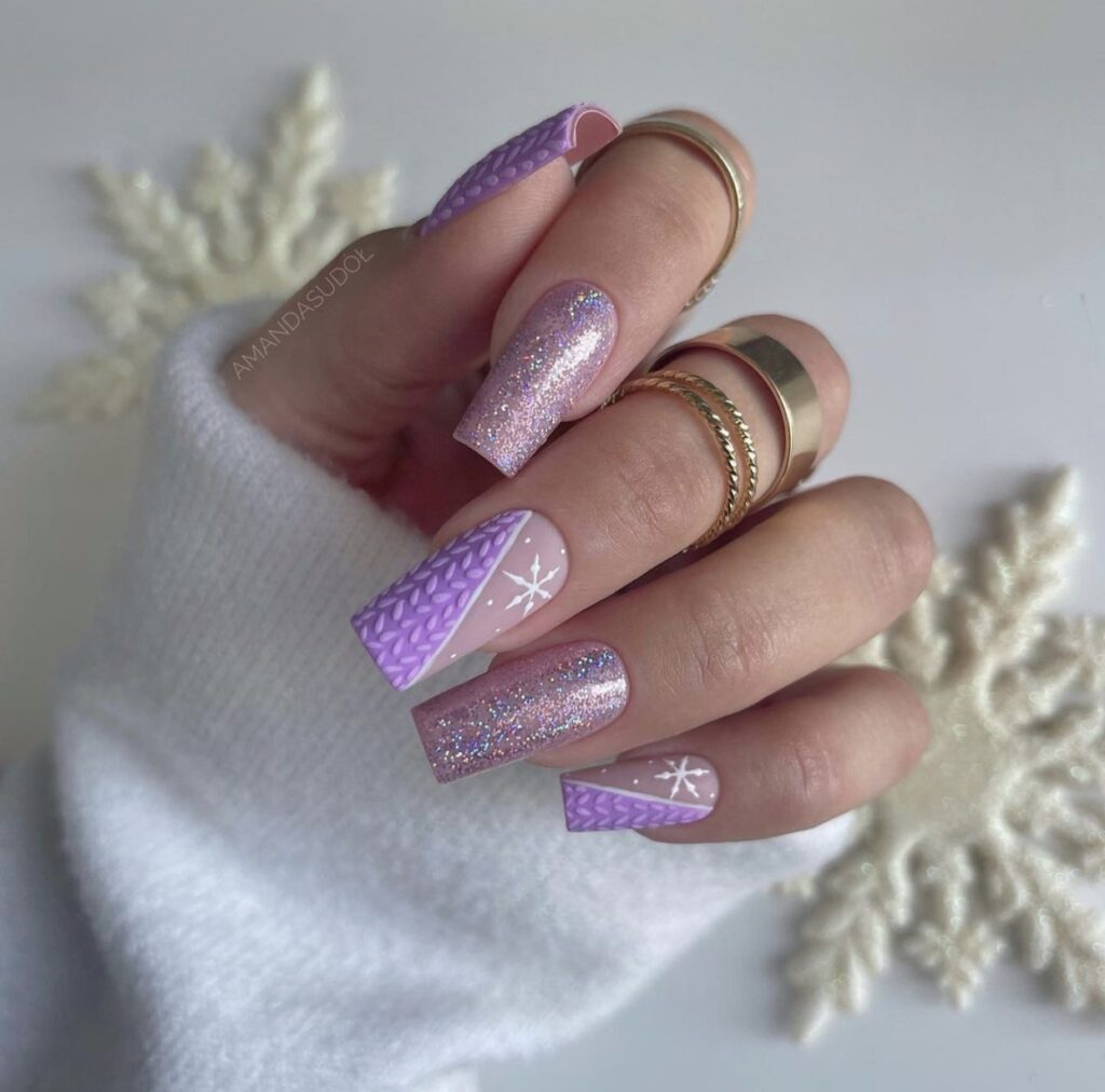 Light Purple Knitted Pattern Nails Light Purple Knitted Pattern Nails β Winter Purple Nails
