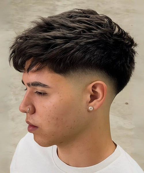 Short Sides Longer Top Textured Crop With Forward Fringe Short Sides Longer Top Textured Crop With Forward Fringe β Winter Haircuts for Men