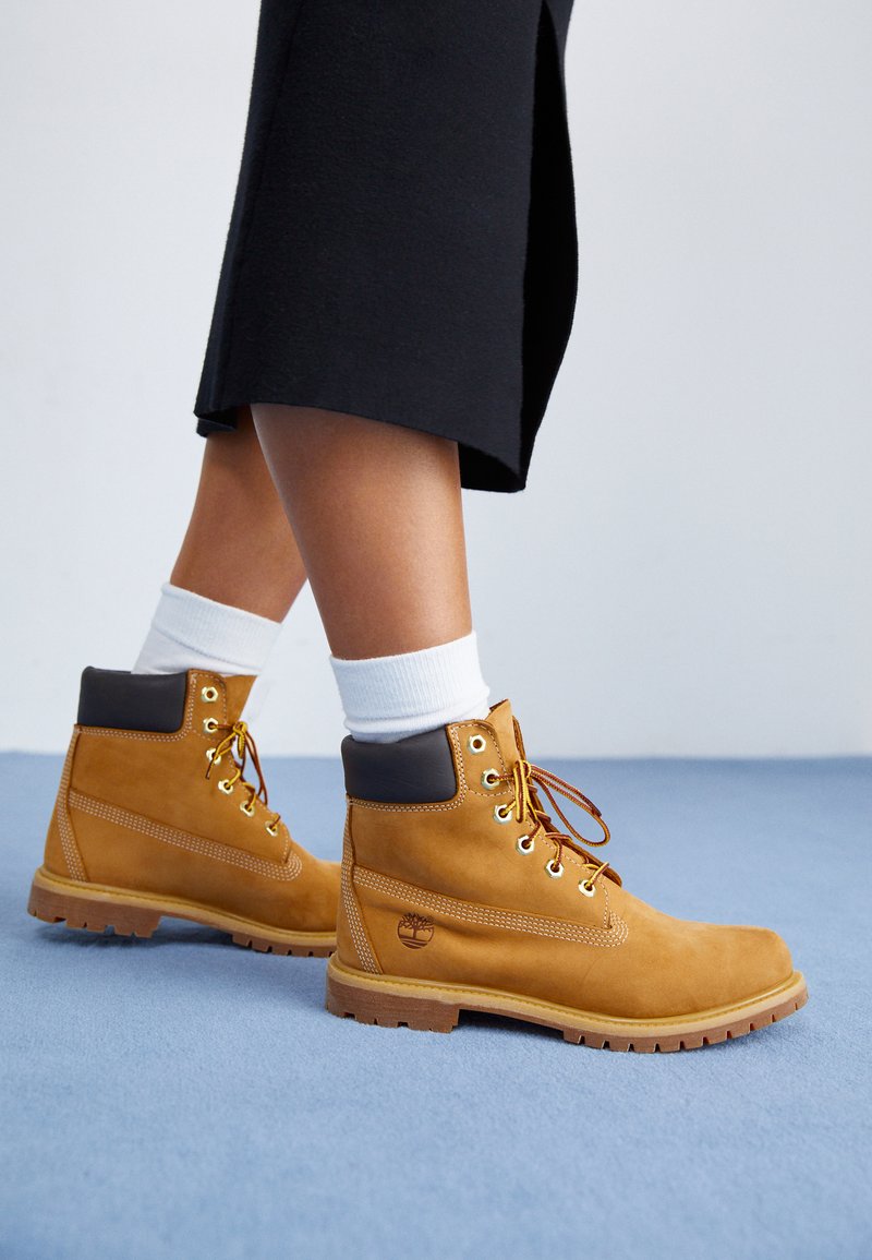 Classic Nubuck Texture: Timeless Appeal with White Socks — Timberland Boots Outfits