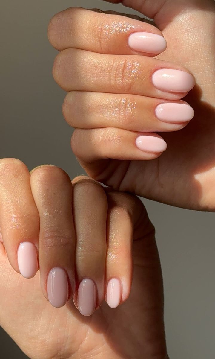 Soft Pale Pink Short Oval Nails — Winter Nail Colors for Women Over 60
