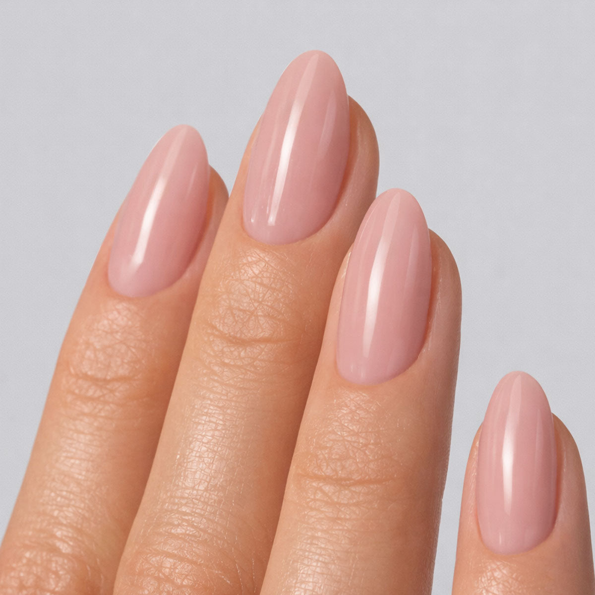 Opaque Milky Pink Medium Oval — Natural Winter Nails