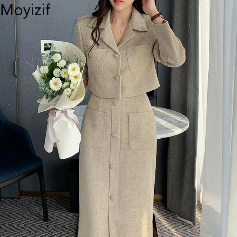Tailored Co-ord: Beige Wool Blend Set Tailored Co-ord: Beige Wool Blend Set β Korean Winter Outfits
