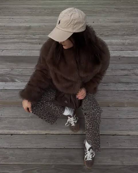 Leopard Print Pants with Faux Fur Jacket and Cap Leopard Print Pants with Faux Fur Jacket and Cap β Baddie Winter Outfits