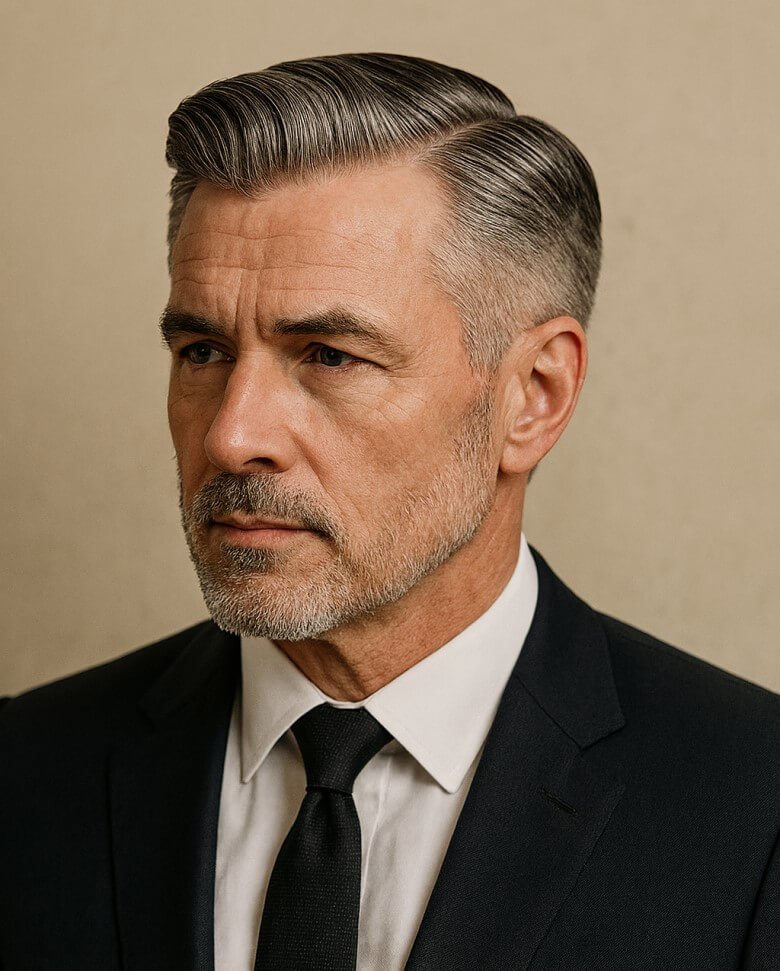 Classic Side Part With Grey Streaks — Winter Hairstyles for Men