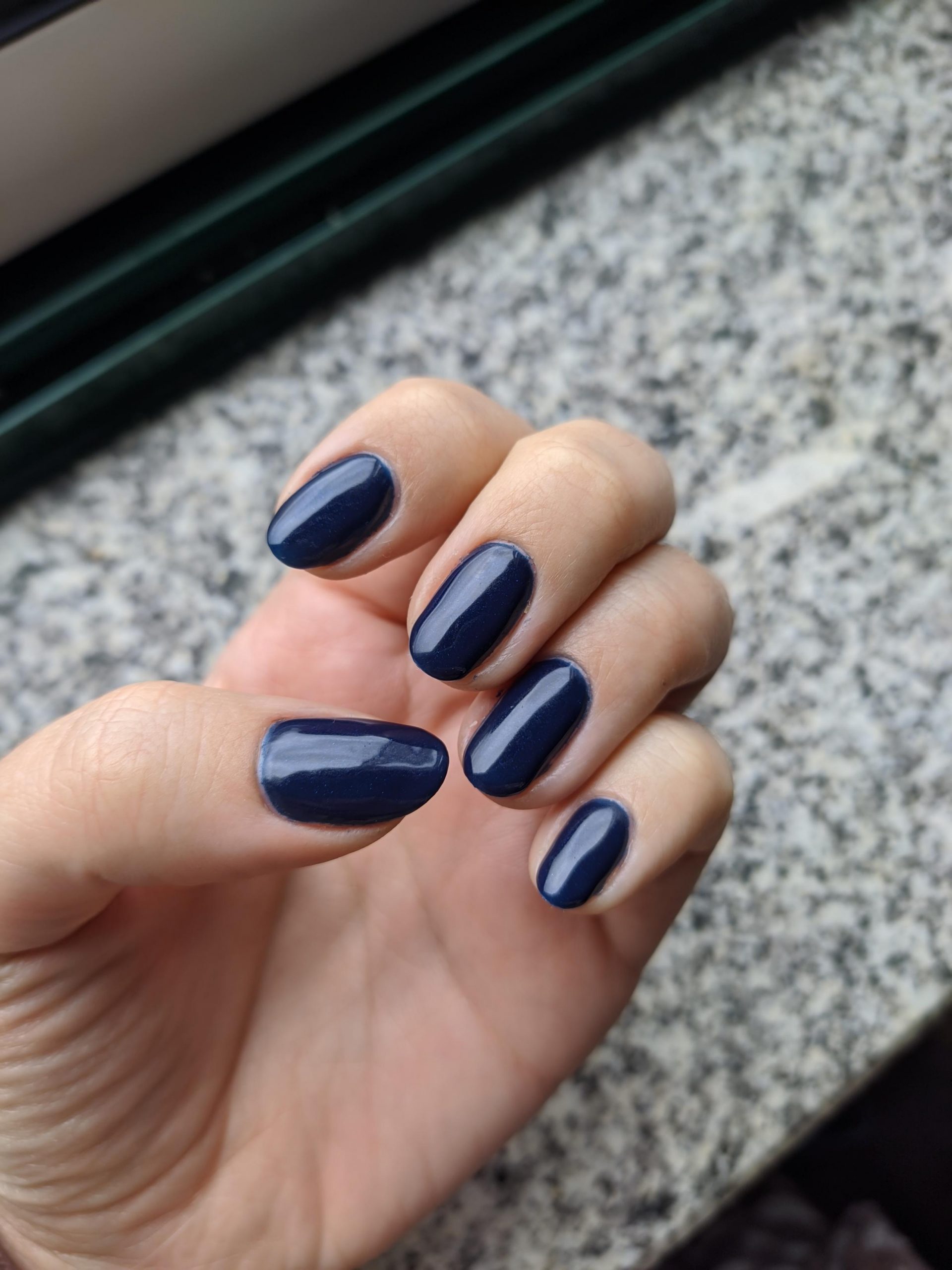Relaxed Medium Almond Navy — Navy Blue Nails