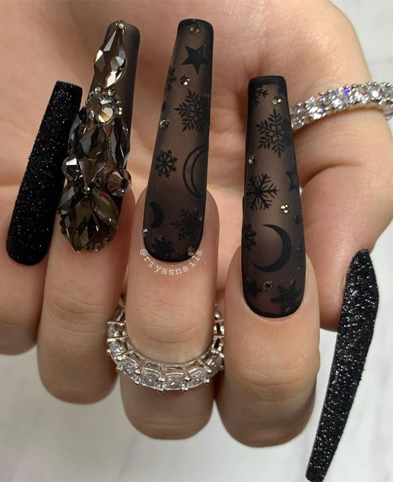 Winter Mystical Visual Idea — Winter Black Nails
