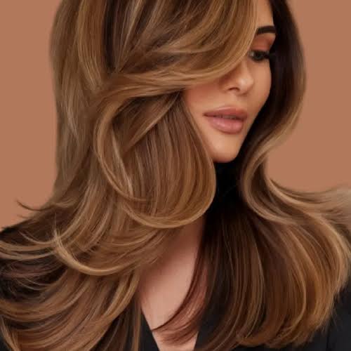 Warm Brown With Golden Balayage Layers Warm Brown With Golden Balayage Layers β Winter Hair Colors