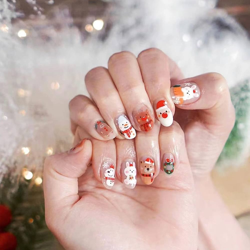 Playful Winter Character Designs — Cute Winter Nails
