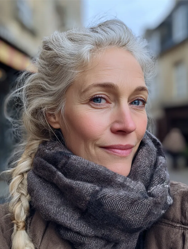 Silver Bob With Braided Accent — Winter Haircuts for Women Over 70