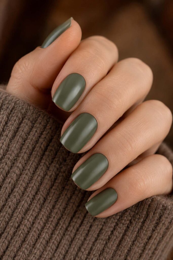 Matte Olive Green Square Nails Matte Olive Green Square Nails β Winter Green Nails