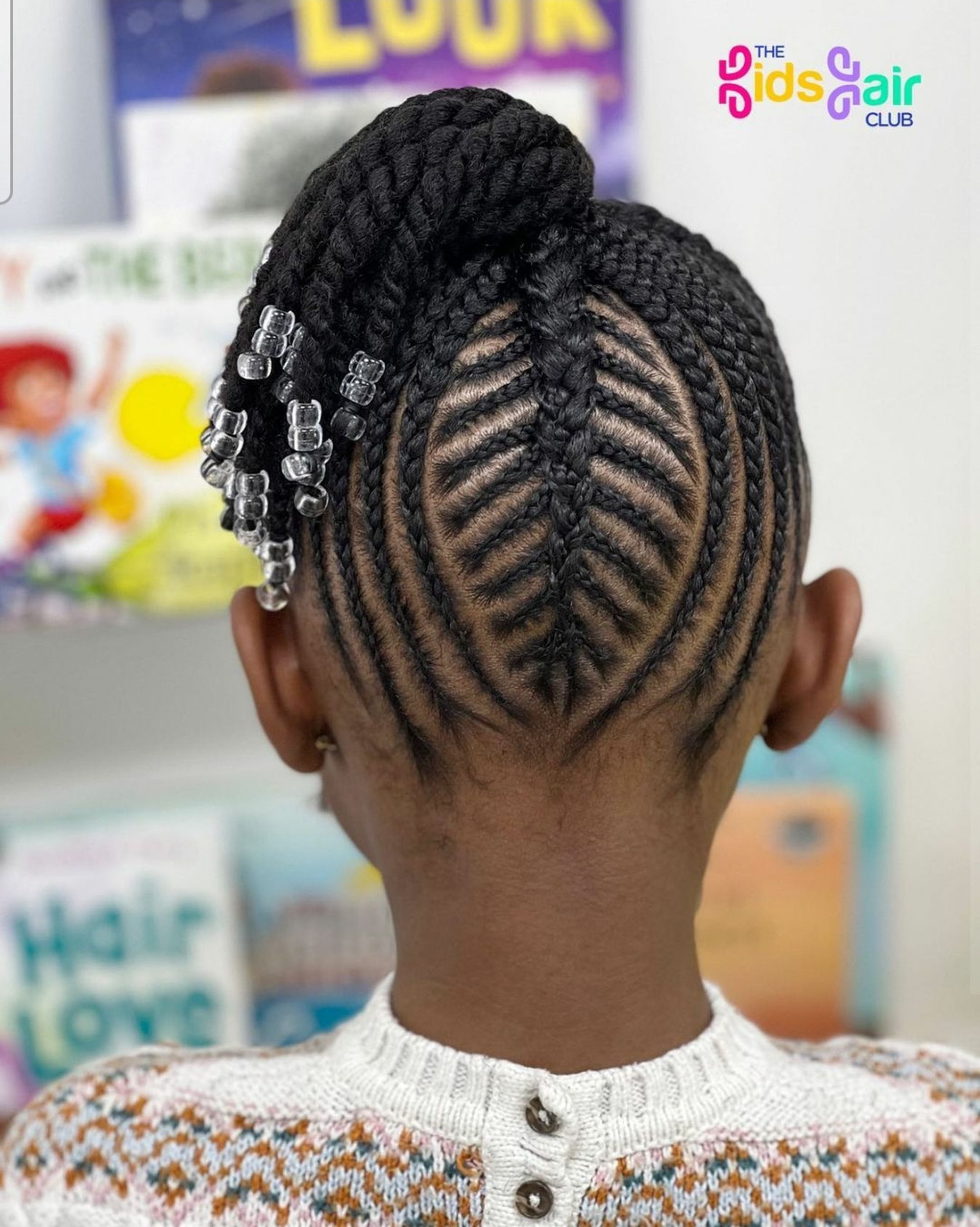 Geometric Cornrows With Bantu Knots And Beads Geometric Cornrows With Bantu Knots And Beads β Winter Hairstyles for Black Kids