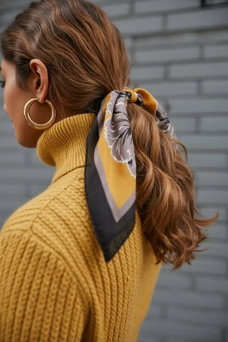 Mid-Back Visual Idea Mid-Back Visual Idea β Winter Hairstyles with Scarf