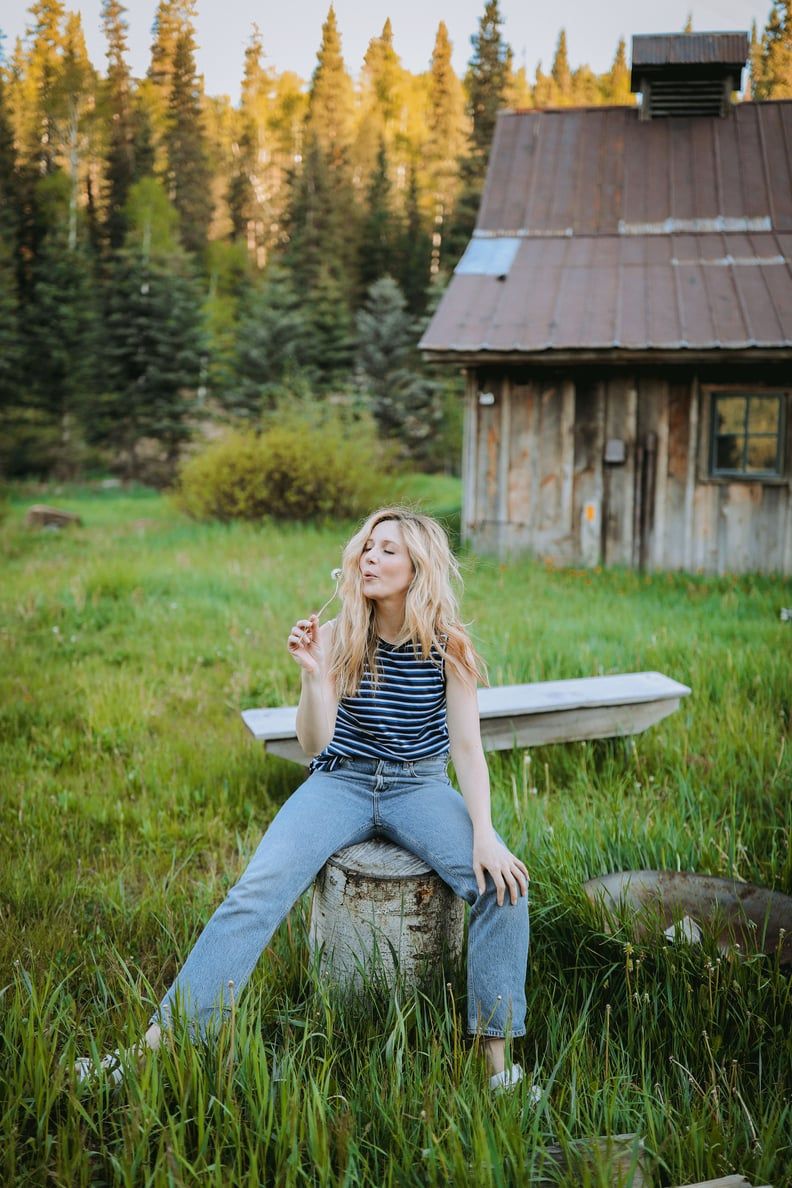 Striped Tank Top and Jeans for a Casual Mountain Vacation — Cabin Trip Outfits