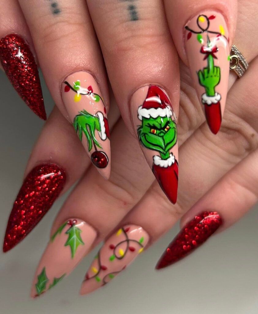 Detailed Hand-Painted Art Visual Idea Detailed Hand-Painted Art Visual Idea β Christmas Nails 2026