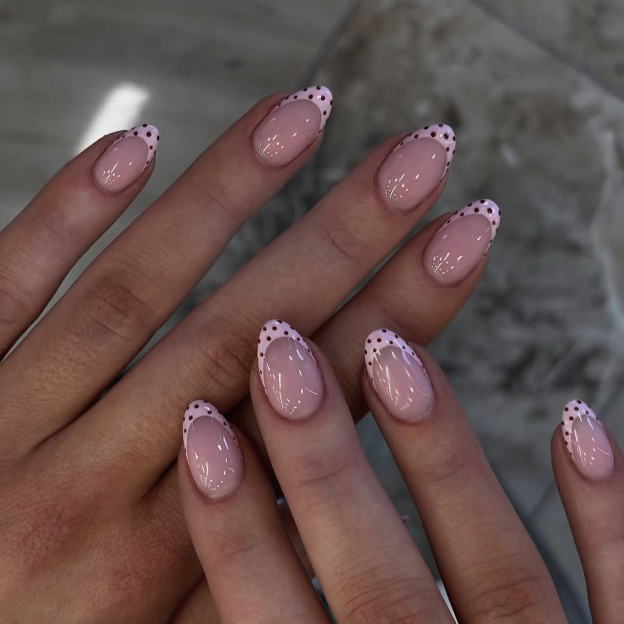 Polka Dots On French Tips On All Nails Visual Idea Polka Dots On French Tips On All Nails Visual Idea β New Years French Tip Nails 2027