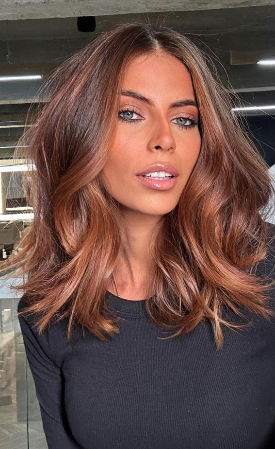 Toasted Caramel Balayage Visual Idea — Winter Lob Haircuts