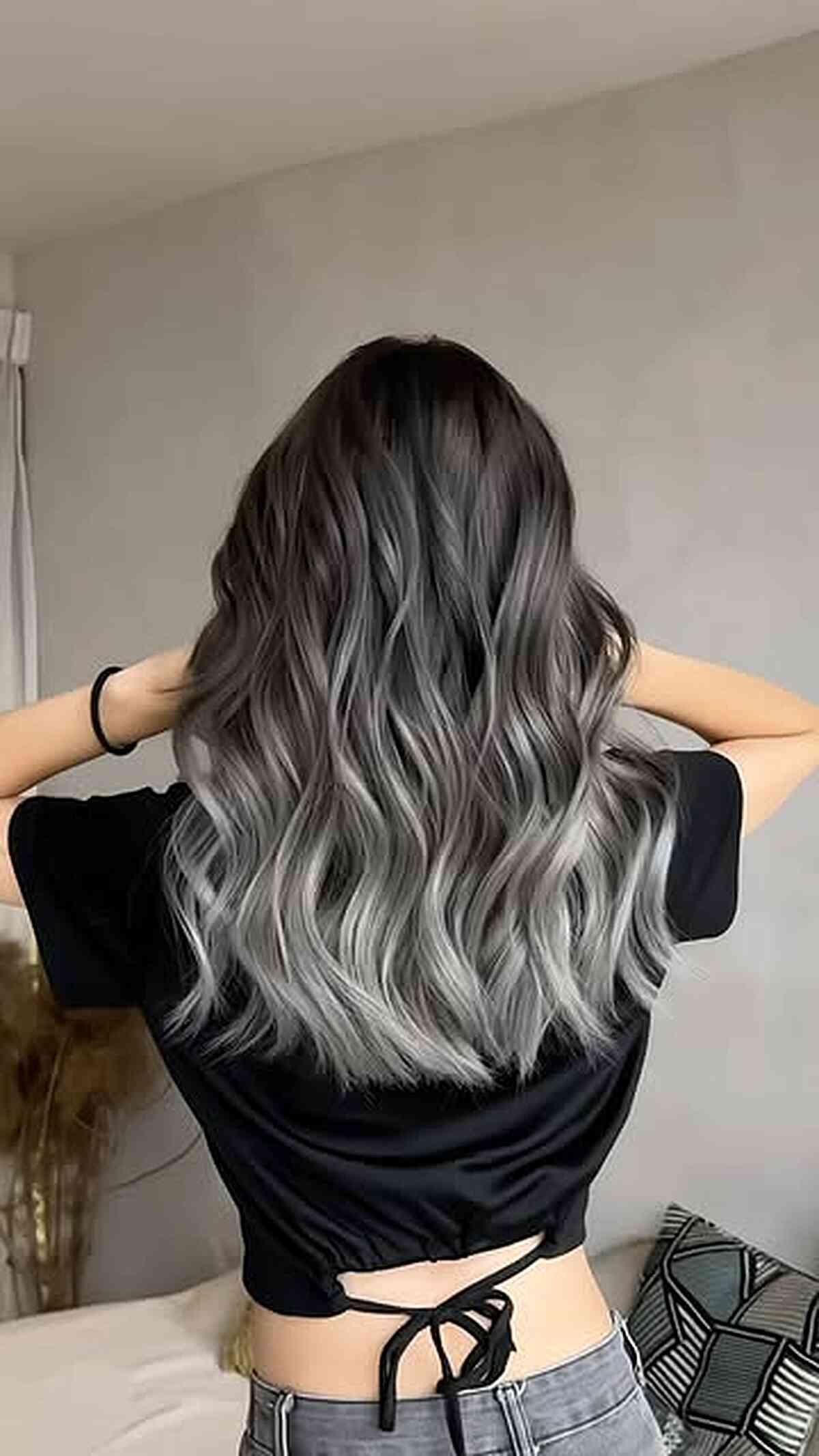 Dark Brown To Silver Grey Ombr Visual Idea Dark Brown To Silver Grey Ombr Visual Idea β Winter Hair Colors for Gray Hair