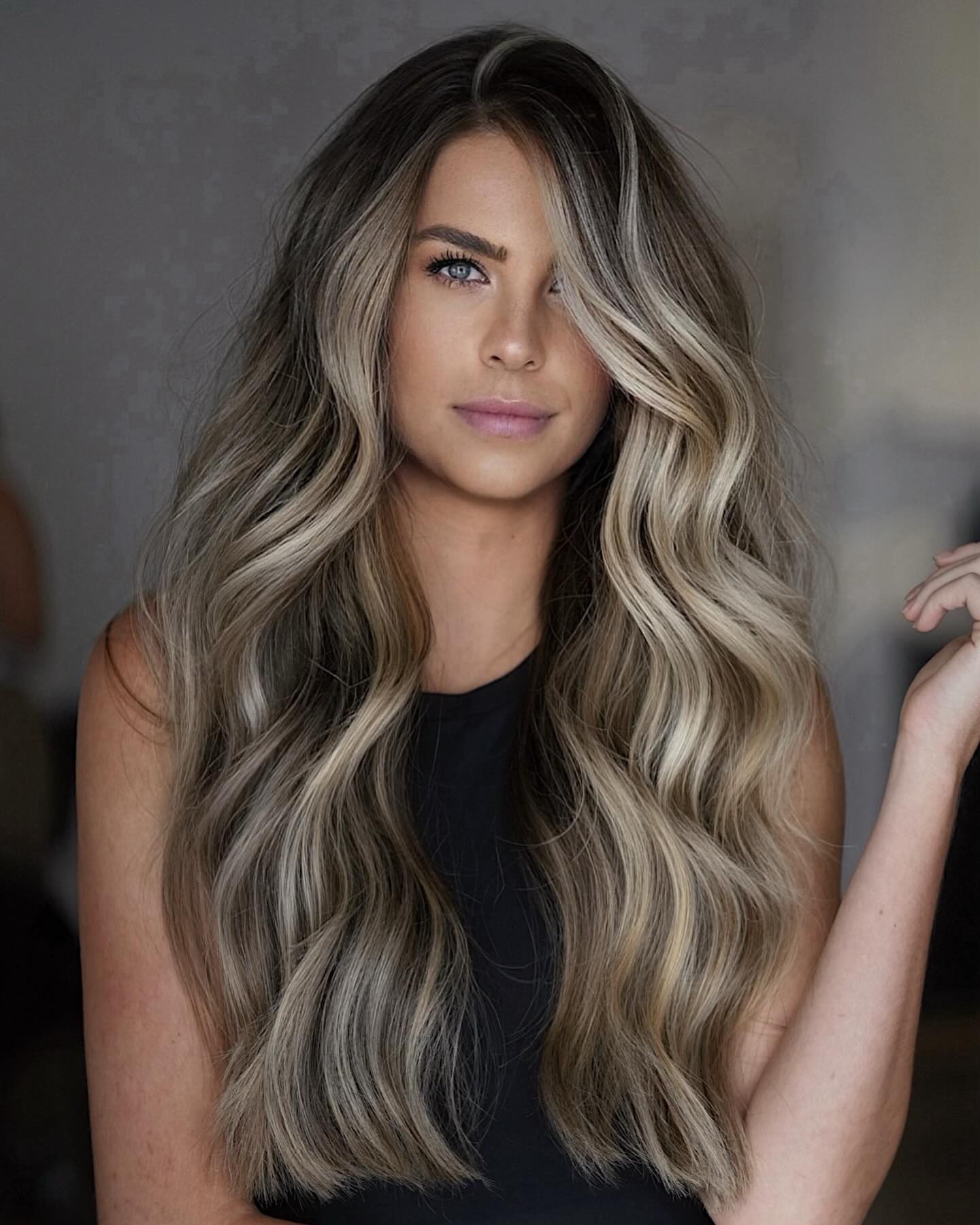 Ash Brown With Beige Blonde Balayage Ash Brown With Beige Blonde Balayage β Winter Hair Colors for Blue Eyes