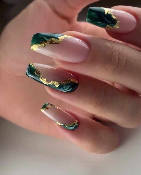 Gold Foil Accents On French Tips Visual Idea Gold Foil Accents On French Tips Visual Idea β New Years Nail Colors 2027