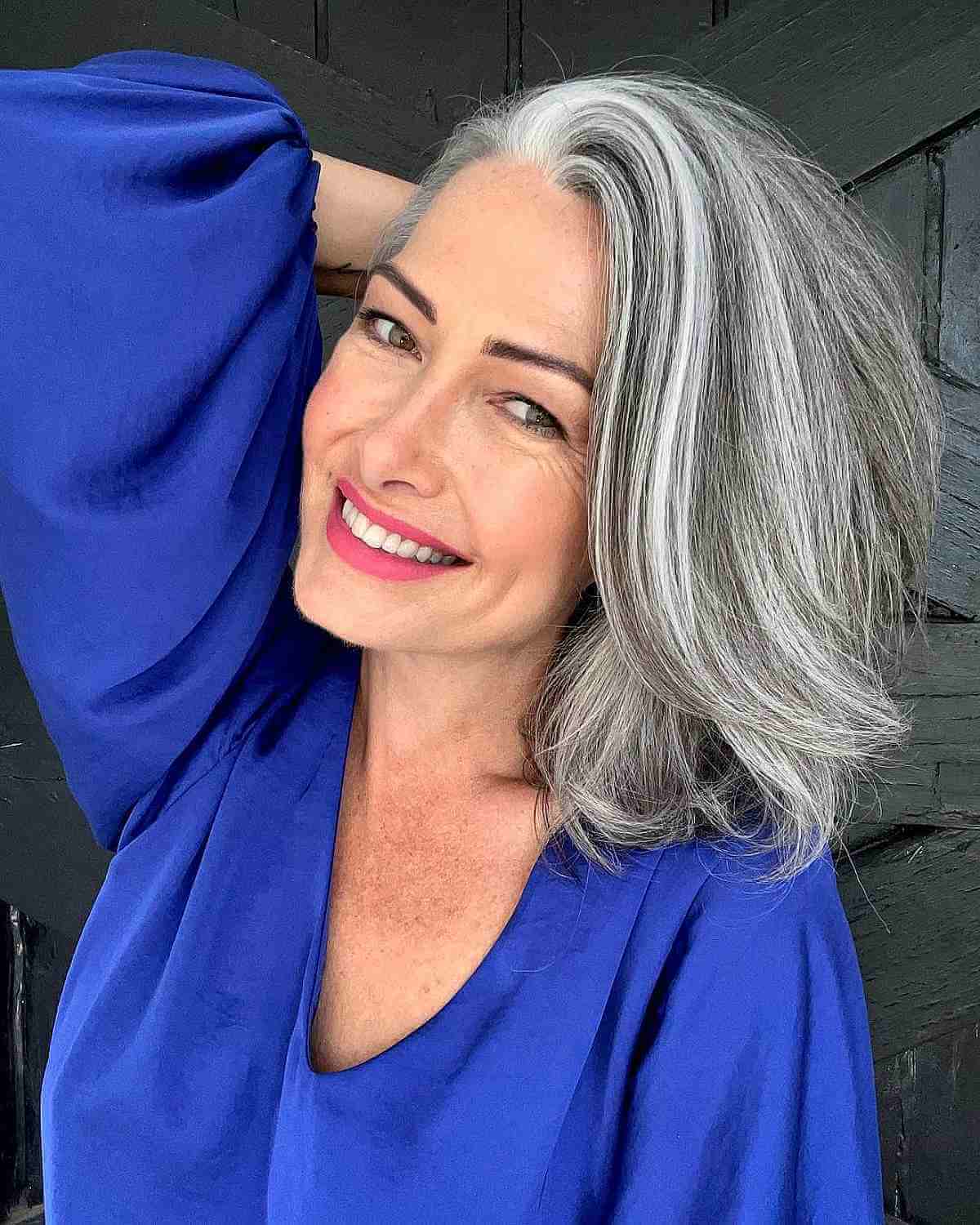 Collarbone Bob With Grey Highlights — Winter Haircuts for Women Over 40