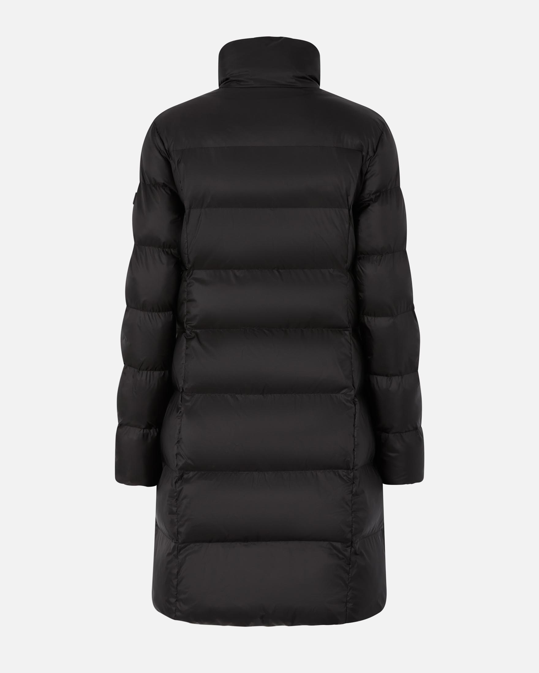 Back View Of Semi-Matte Black Long Puffer Coat — Long Puffer Coat Outfits