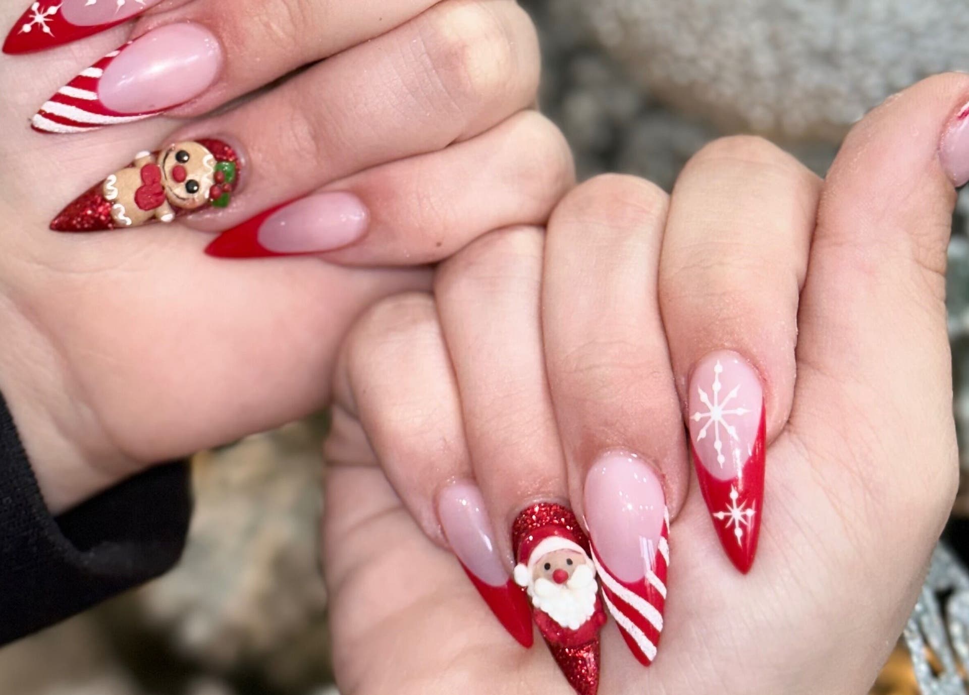 3D Santa Charm Holiday Stiletto Nails 3D Santa Charm Holiday Stiletto Nails β Christmas Stiletto Nails 2026